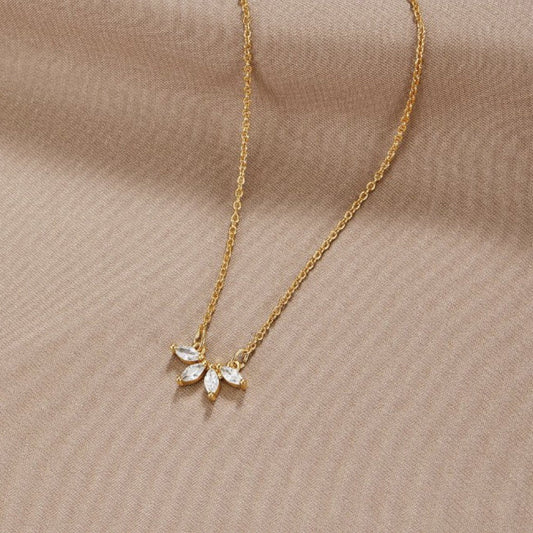 Silver-Tone Crystal Leaf Pendant Necklace