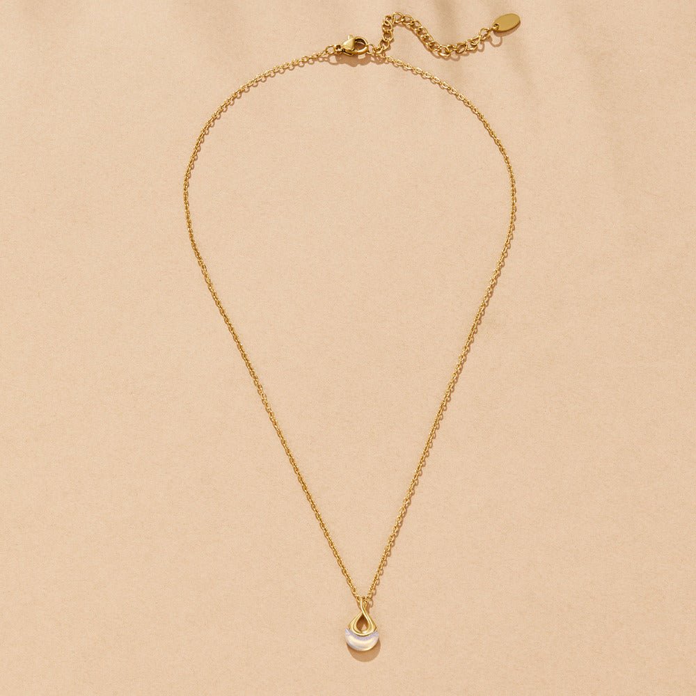 Silver-Tone White Stone Pendant Necklace