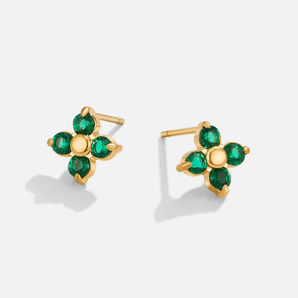 Tiny Emerald Green Petal Studs