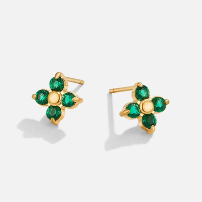 Tiny Emerald Green Petal Studs