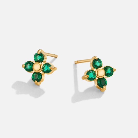 Tiny Emerald Green Petal Studs
