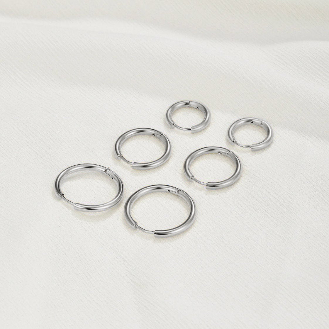 Silver-Tone Triple Hoop Set
