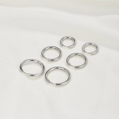 Silver-Tone Triple Hoop Set