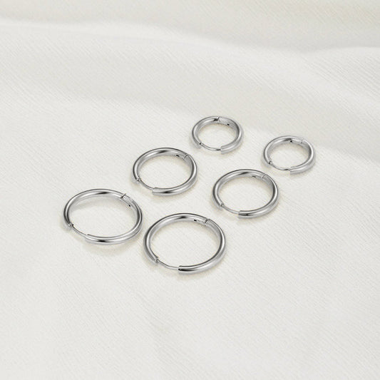 Silver-Tone Triple Hoop Set
