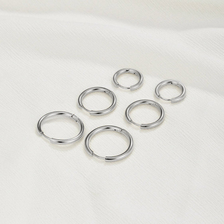 Silver-Tone Triple Hoop Set