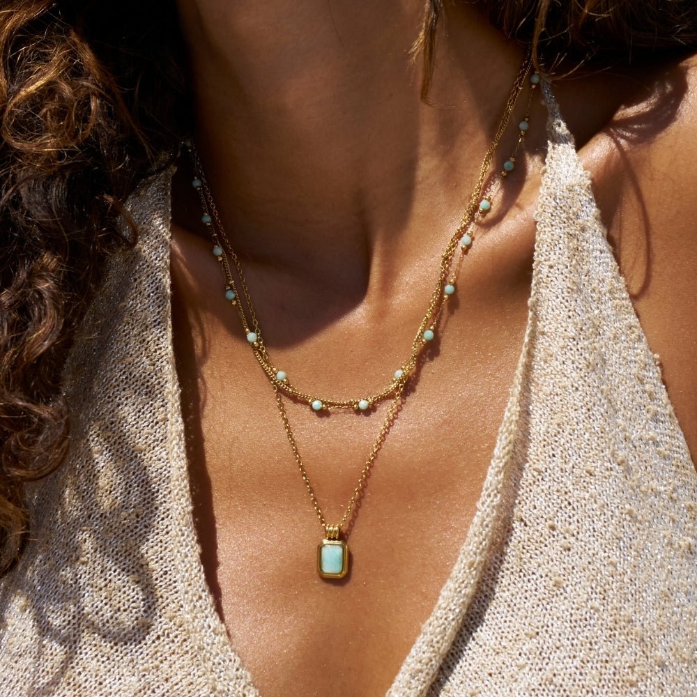 Turquoise Beaded Chain Necklace