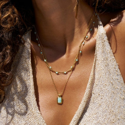 Turquoise Beaded Chain Necklace