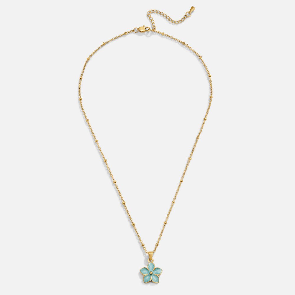 Turquoise Sakura Bloom Gold-Tone Necklace