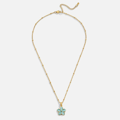 Turquoise Sakura Bloom Gold-Tone Necklace