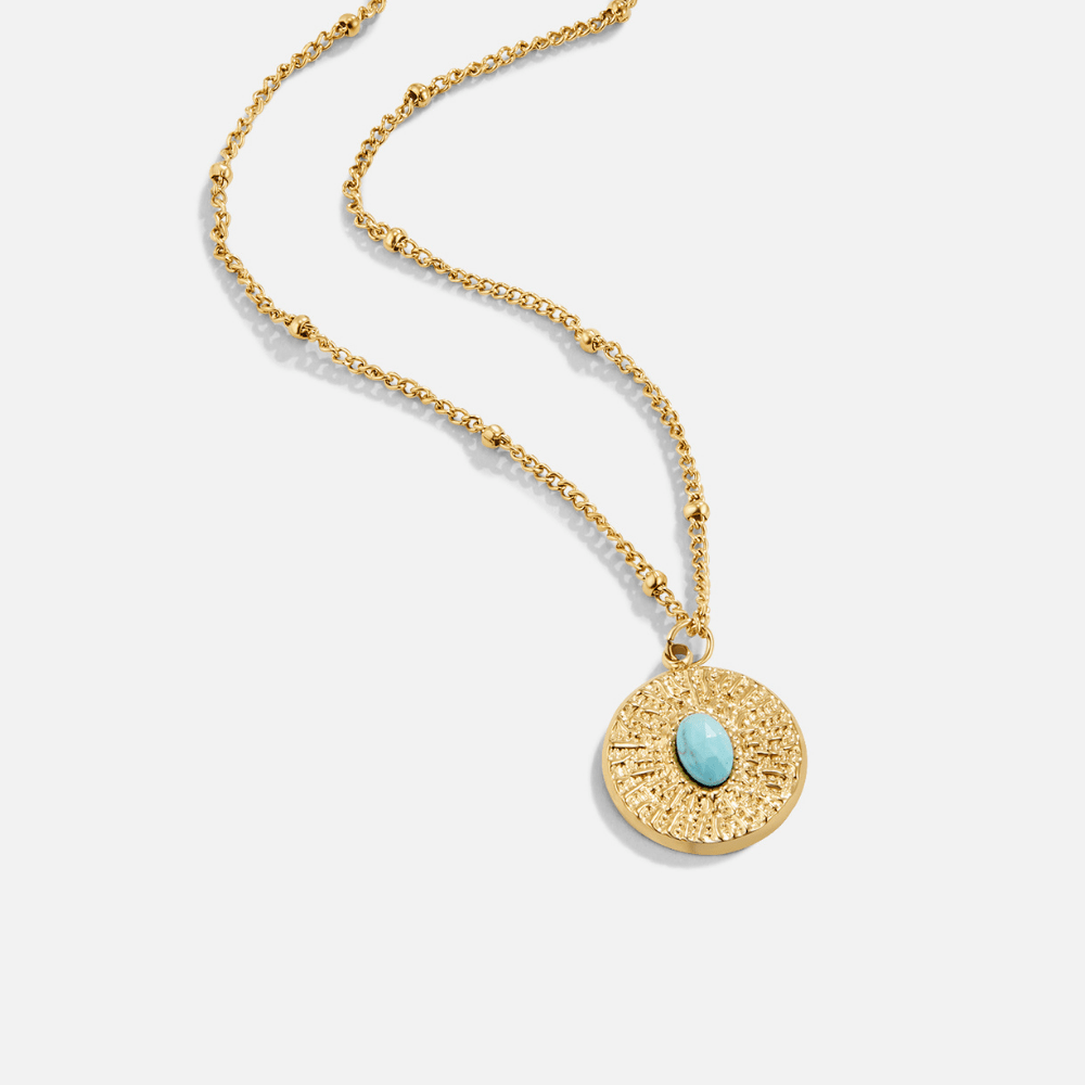 Turquoise Coin Pendant Necklace