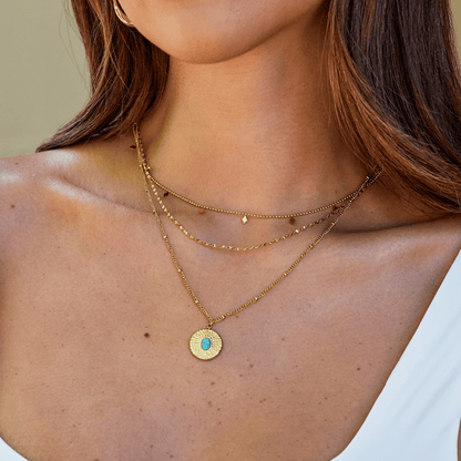 Turquoise Coin Pendant Necklace