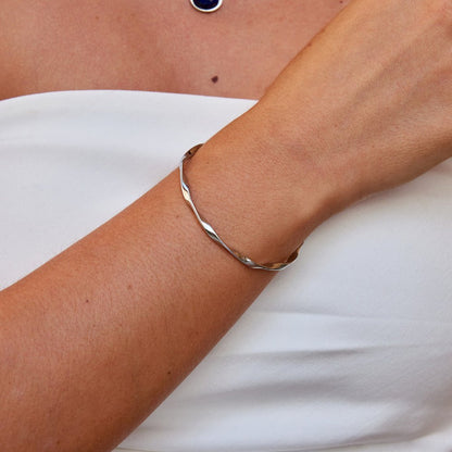 Twisted Silver-Tone Bangle