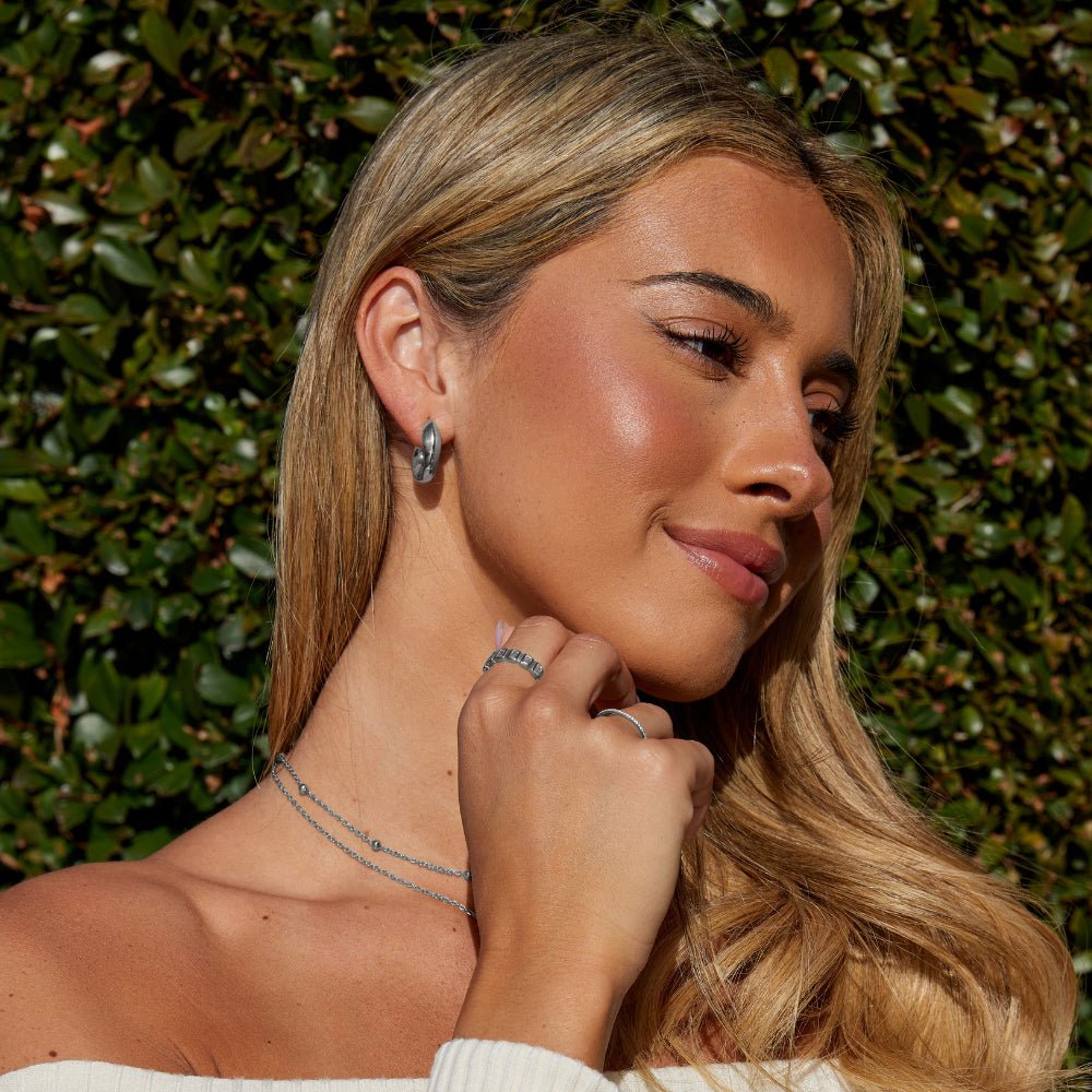 Sarah Silver-Tone Twisted Hoop Earrings