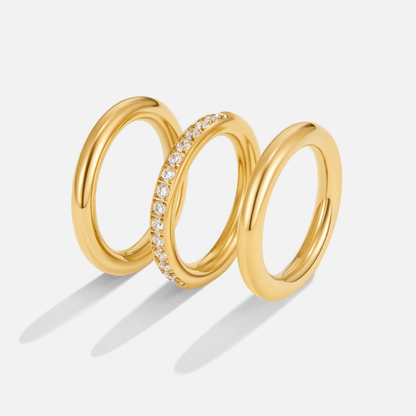 Vana Gold-Tone and Crystal Ring Set (Trio)