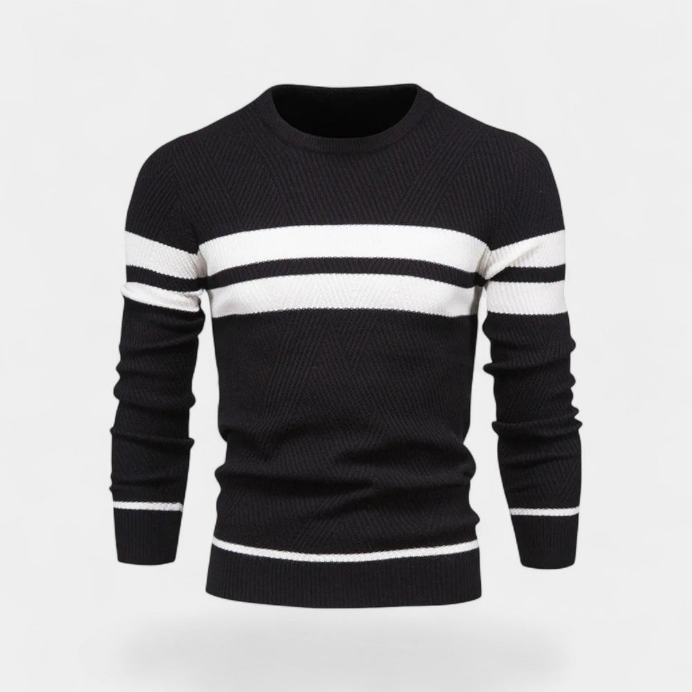 Men's Striped Wool Blend Jumper – Classic V Neck