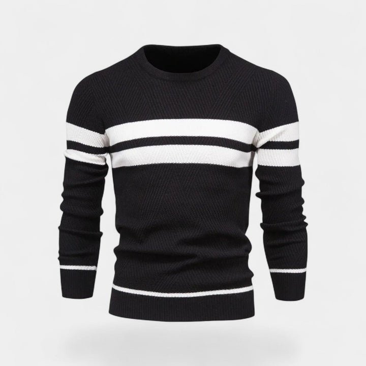 Men's Striped Wool Blend Jumper – Classic V Neck