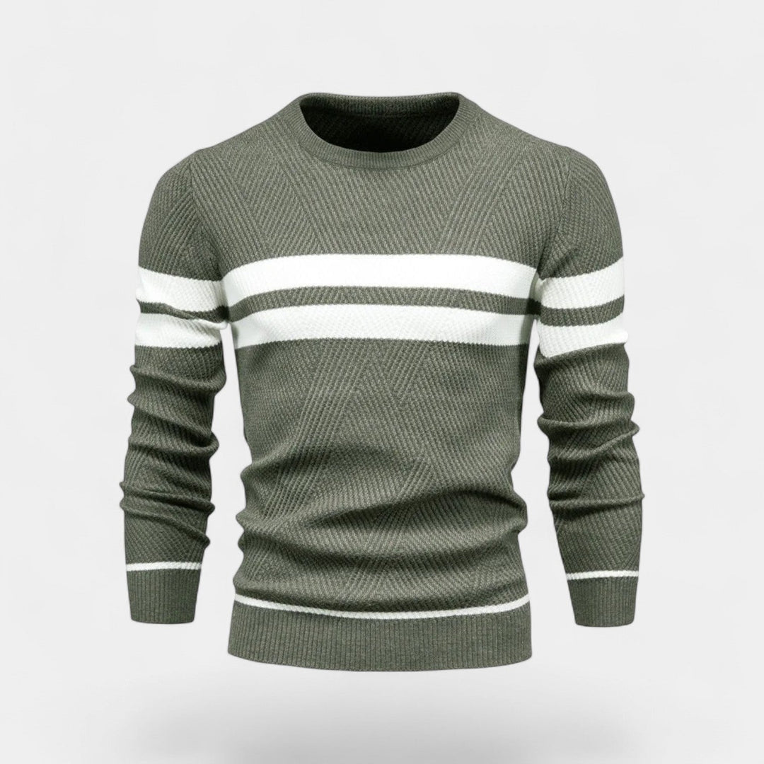 Men's Striped Wool Blend Jumper – Classic V Neck