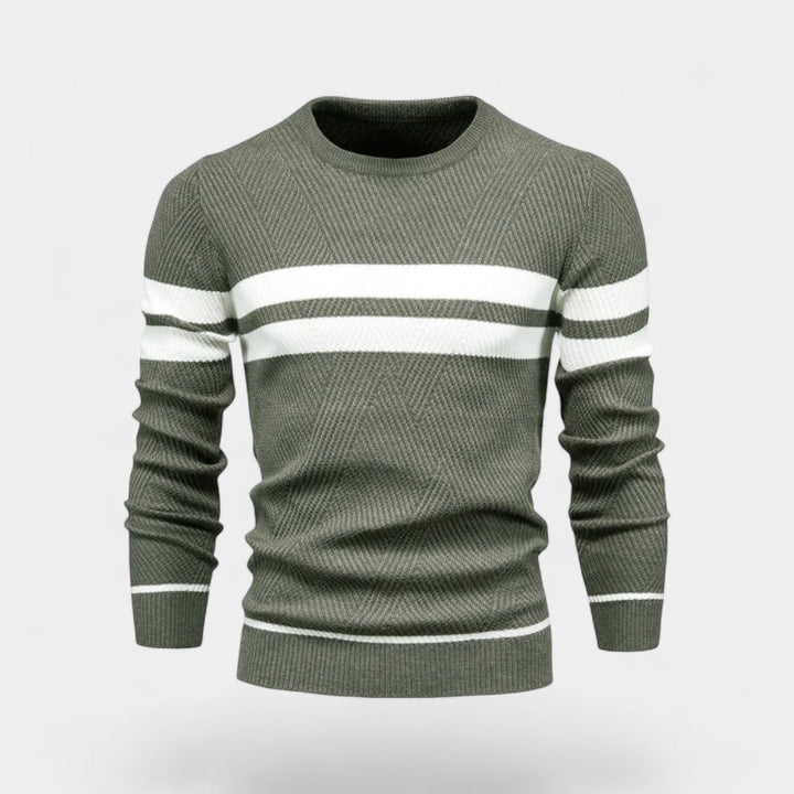 Men's Striped Wool Blend Jumper – Classic V Neck