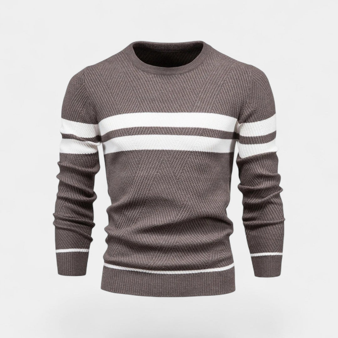 Men's Striped Wool Blend Jumper – Classic V Neck
