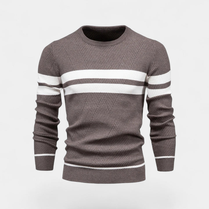 Men's Striped Wool Blend Jumper – Classic V Neck