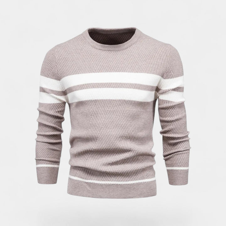 Men's Striped Wool Blend Jumper – Classic V Neck