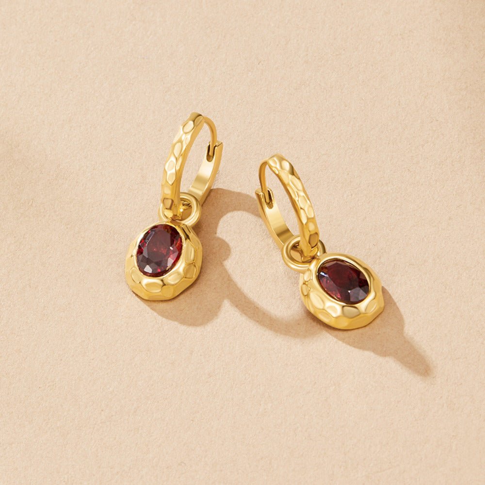 Vintage Deep Red Hoop Earrings