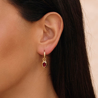 Vintage Deep Red Hoop Earrings