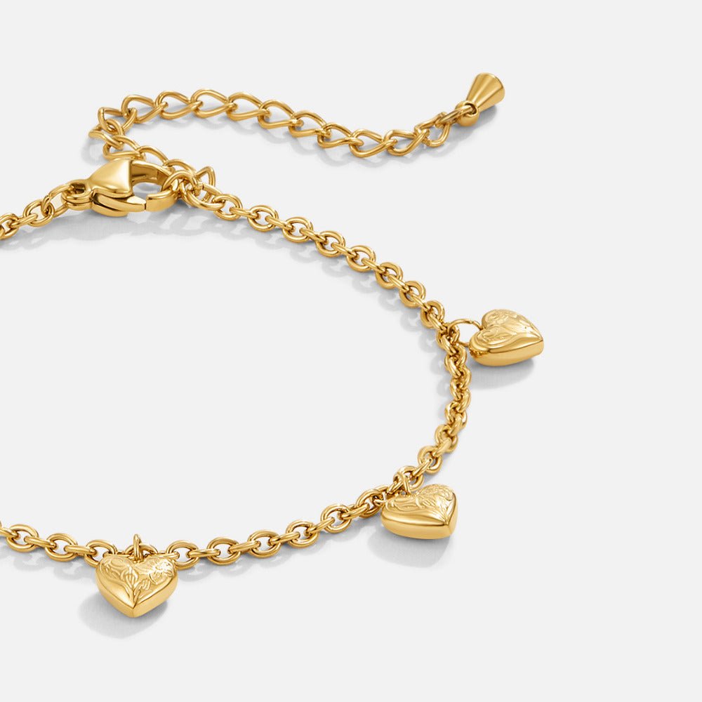 Vintage Gold-Tone Heart Charm Bracelet