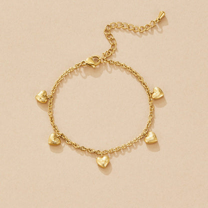 Vintage Gold-Tone Heart Charm Bracelet