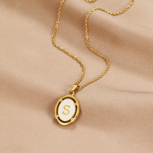 Vintage Gold-Tone Letter Necklace