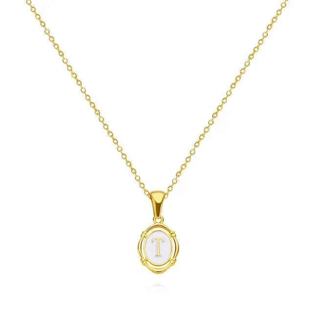 Vintage Gold-Tone Letter Necklace