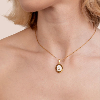 Vintage Gold-Tone Letter Necklace