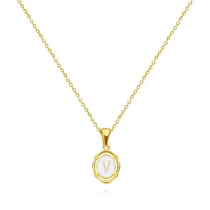 Vintage Gold-Tone Letter Necklace