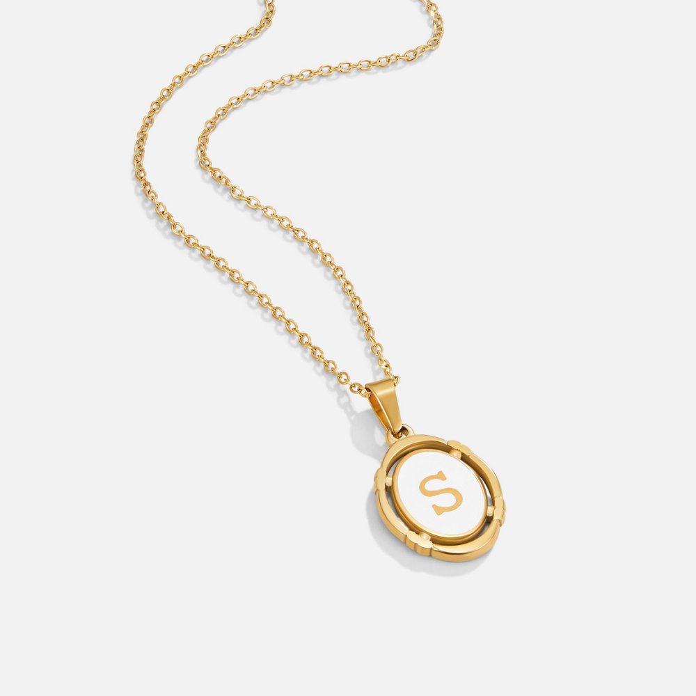 Vintage Gold-Tone Letter Necklace
