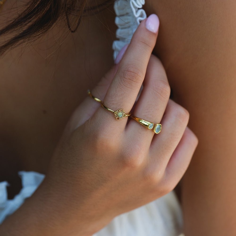 Vintage Lotus Opal-Effect Ring