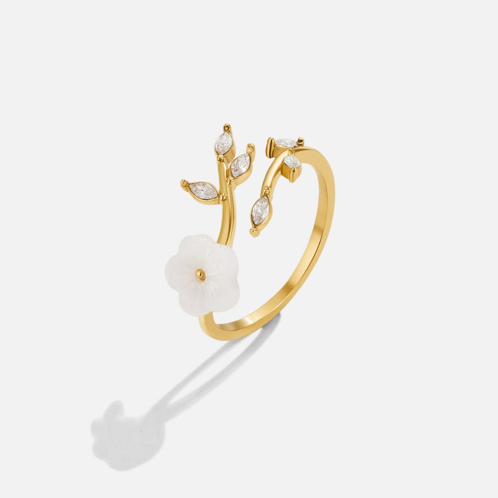 White Blossom Silver-Tone Flower Ring