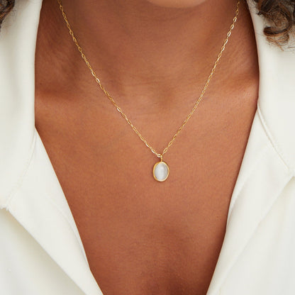 White Opal-Effect Pendant Necklace