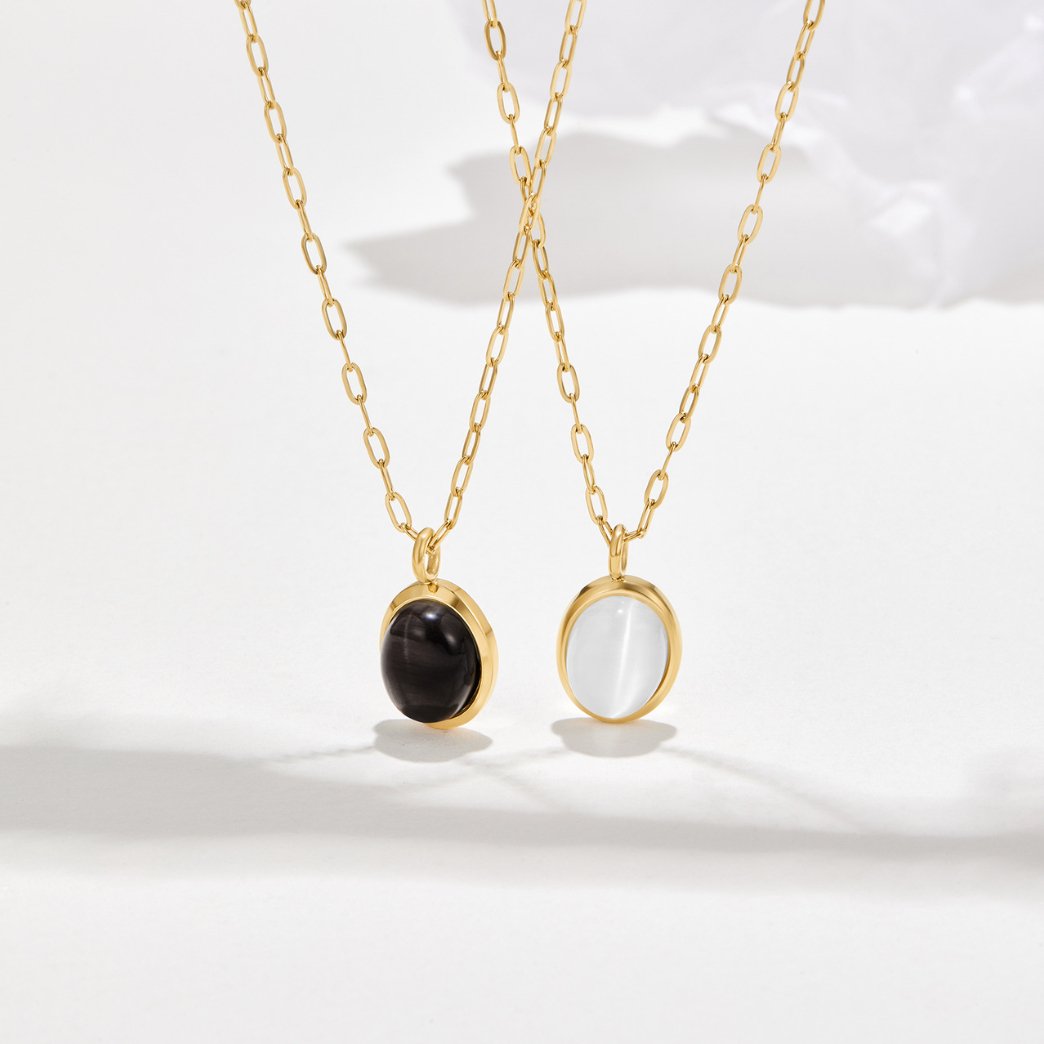 White Opal-Effect Pendant Necklace