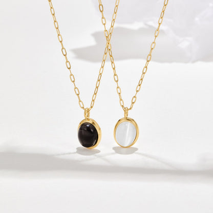 White Opal-Effect Pendant Necklace