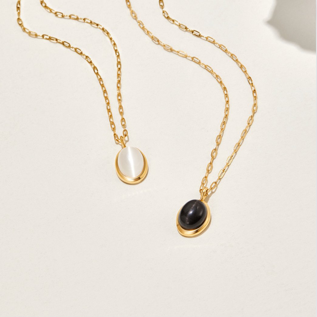 White Opal-Effect Pendant Necklace