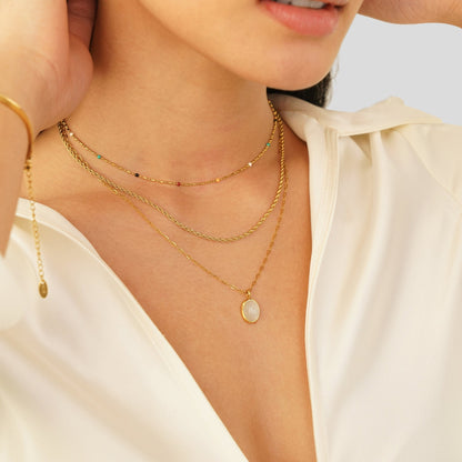 White Opal-Effect Pendant Necklace