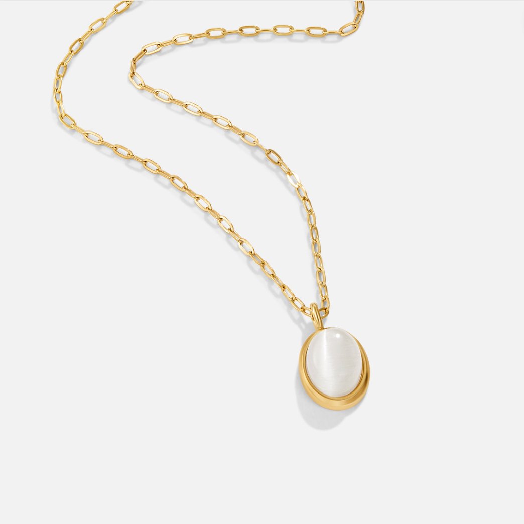 White Opal-Effect Pendant Necklace
