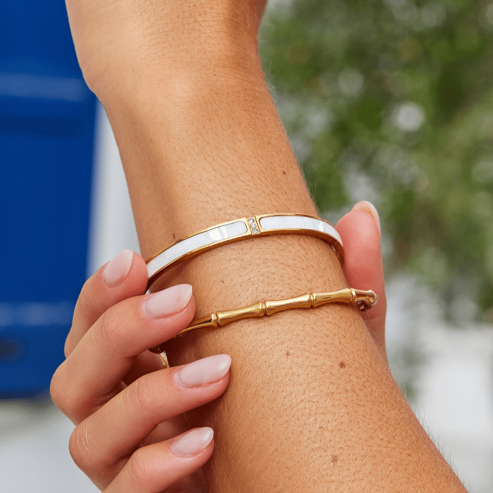 White Sahara Gold-Tone Bangle