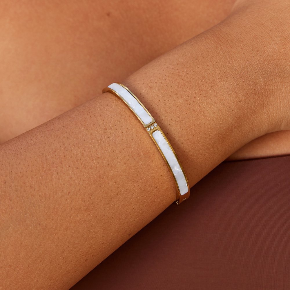 White Sahara Gold-Tone Bangle