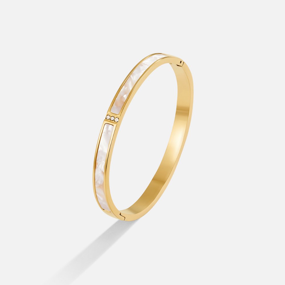 White Sahara Gold-Tone Bangle