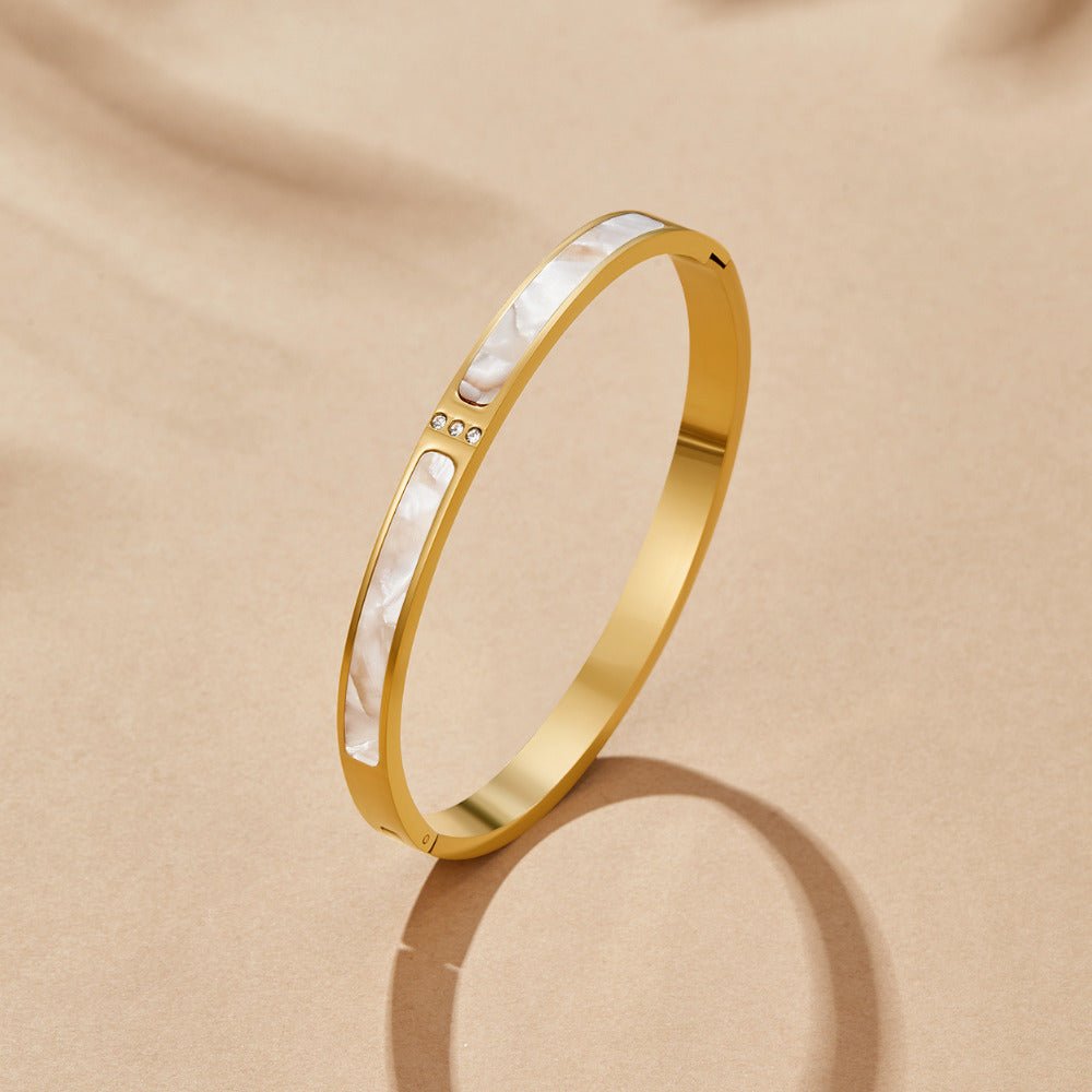 White Sahara Gold-Tone Bangle
