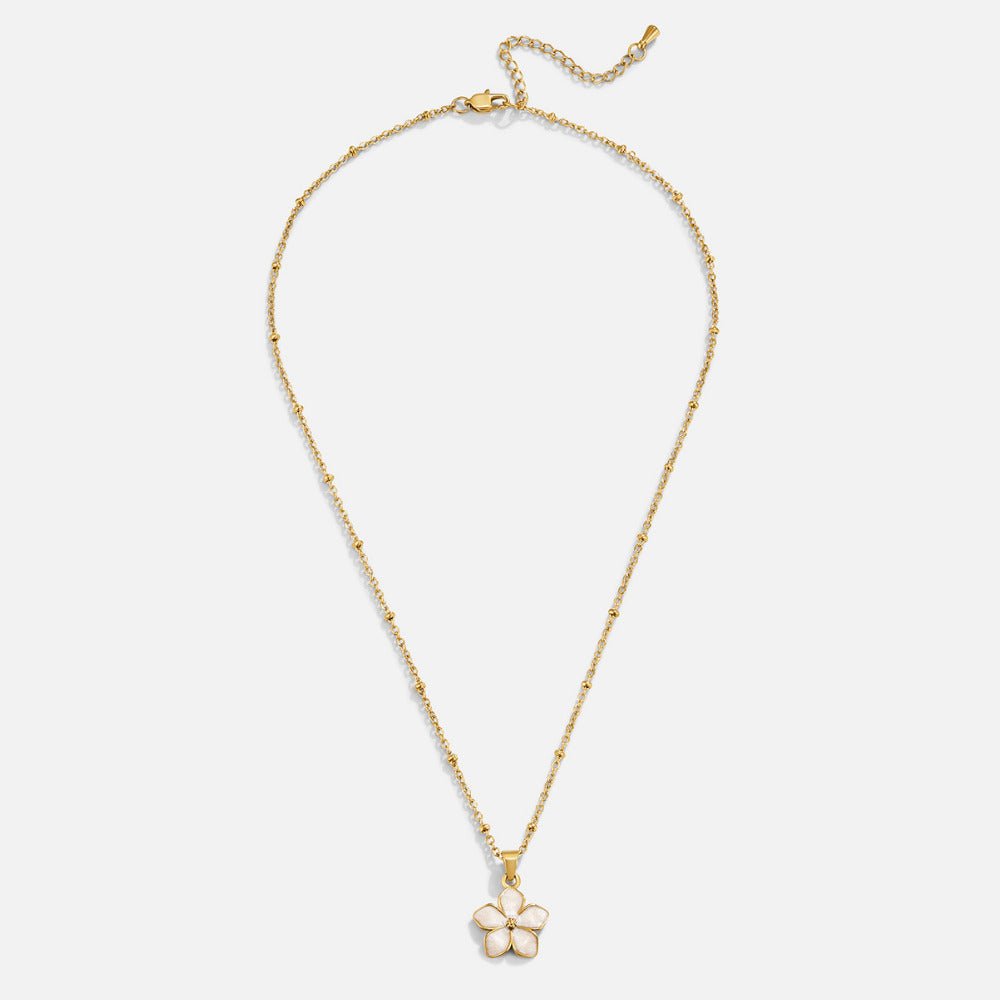 White Sakura Gold-Tone Necklace