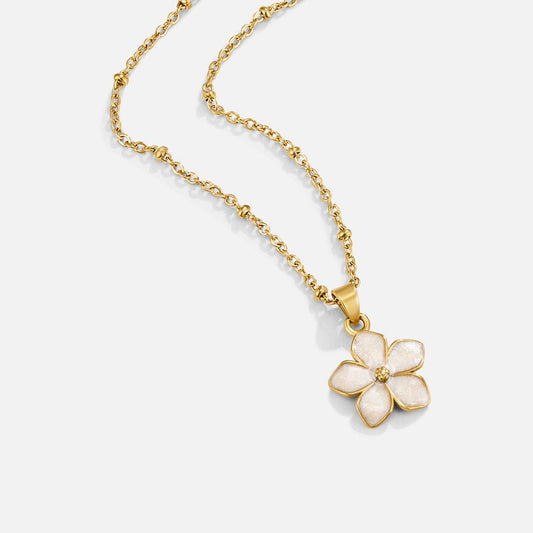 White Sakura Gold-Tone Necklace