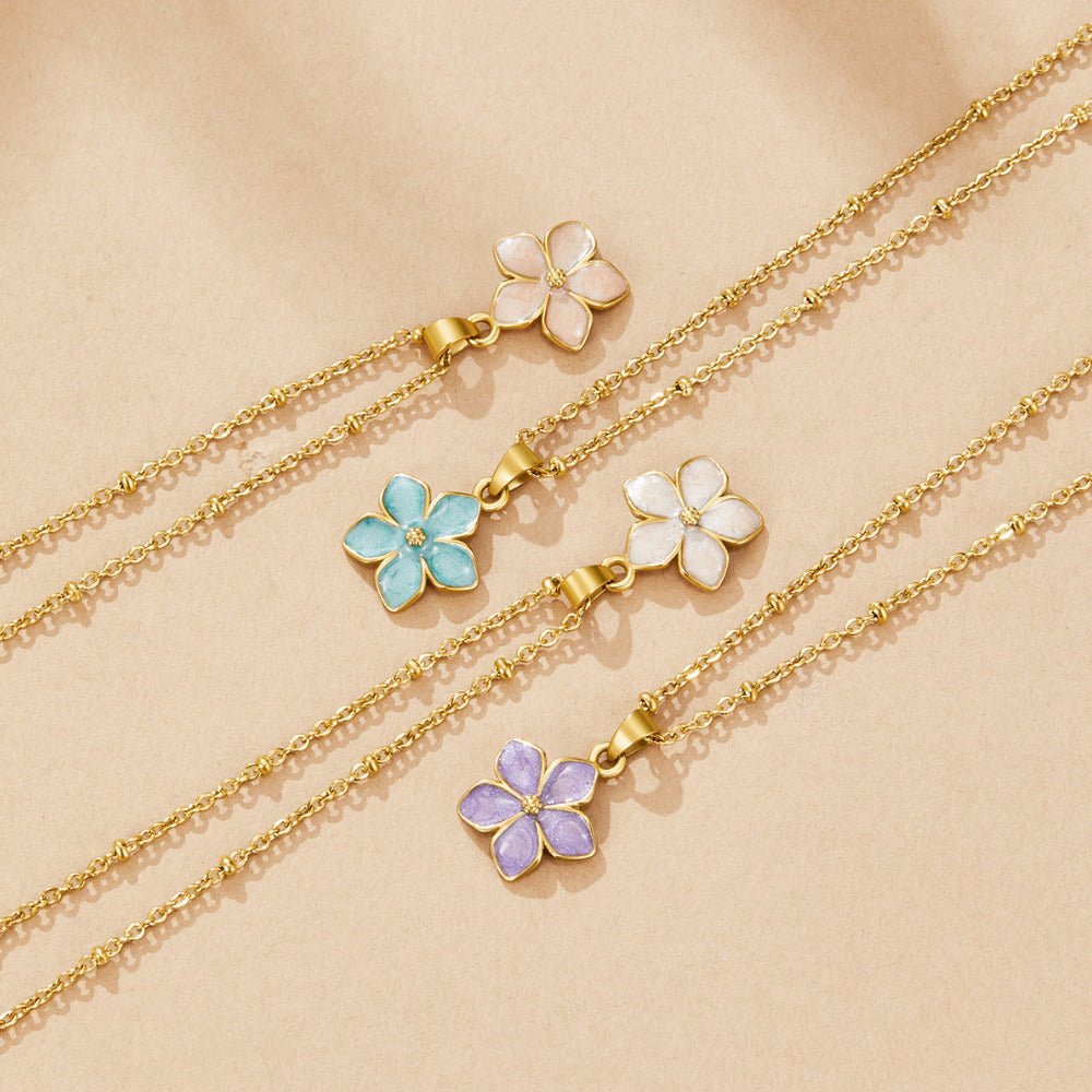 White Sakura Gold-Tone Necklace