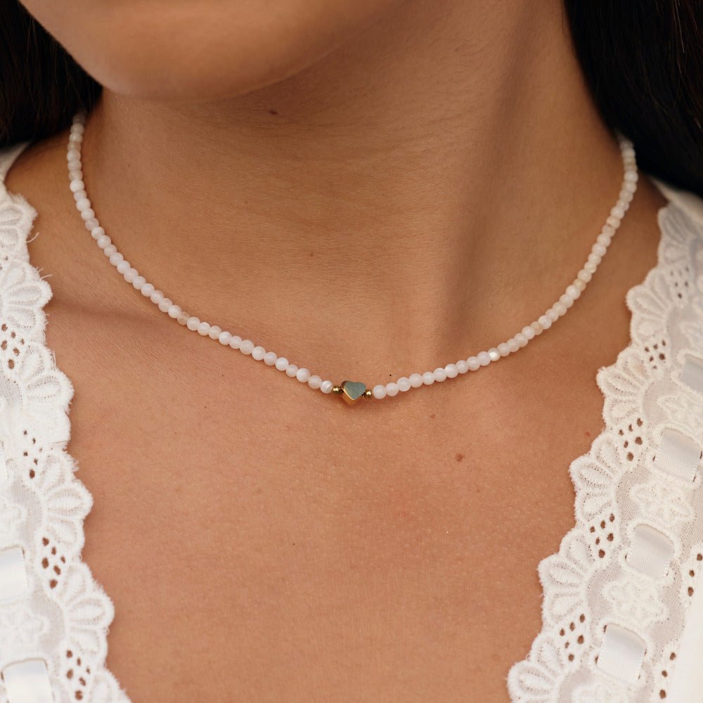 White Selene Bead Necklace